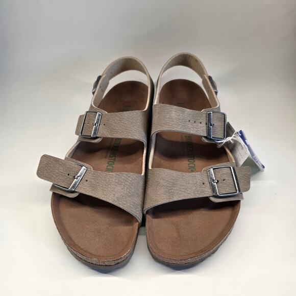 Title Birkenstock Mens Milano Vegan Sandals Taupe Double Strap Size 43 main image 9